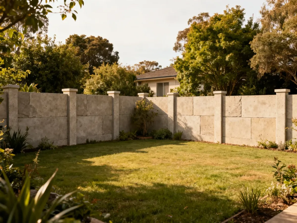 Large property enclosed by a private split-face concrete fence