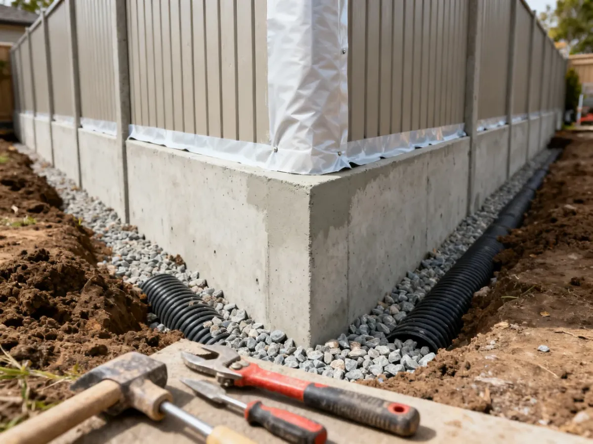 Izolacja pionowa betonowego fundamentu ogrodzenia
